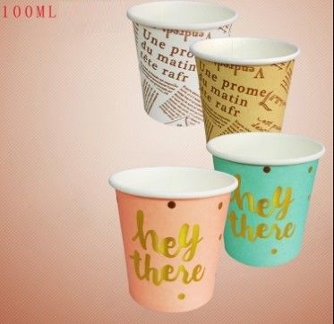 gusto disponible del buen estilo colorido pequeña taza, taza de papel 100ml para beber y promocional