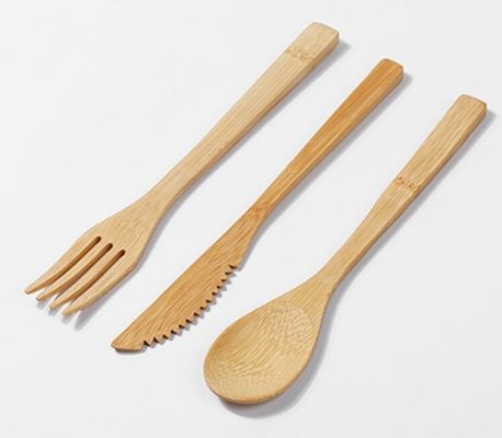 Los cubiertos de bambú disponibles de la cuchara de la bifurcación del cuchillo fijan para la exportación occidental del filete