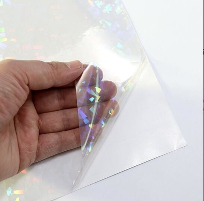 Película de laminado en frío láser de color roto de vidrio plano para álbum de fotos, película de laminado en frío en forma de corazón
