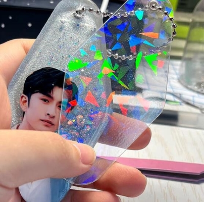 Película de laminado en frío láser de color roto de vidrio plano para álbum de fotos, película de laminado en frío en forma de corazón