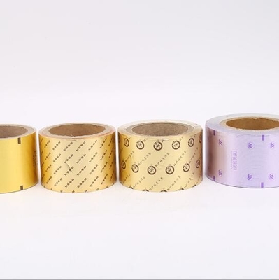 Folla de aluminio de oro y color impresa personalizada para paquetes de dulces o paquetes de chocolate en hoja / en rollo