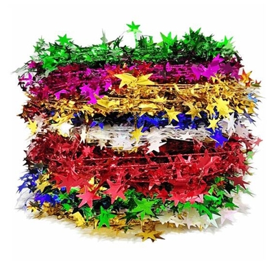 Coronado de decoración navideña de cinco puntas de estrella de la flor de oro de la estrella de rattan de alambre multicolor coronado