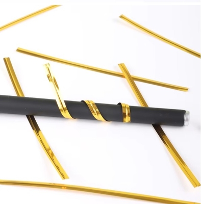 8cm de carrete de metal de oro Twist Tie para el pan y regalo Twist Ties para el embalaje de panadería