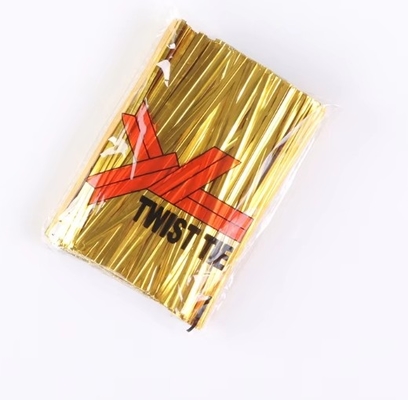 8cm de carrete de metal de oro Twist Tie para el pan y regalo Twist Ties para el embalaje de panadería