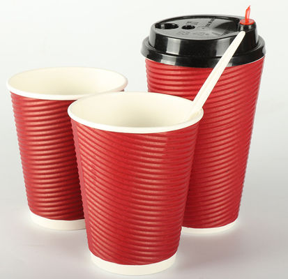 tazas biodegradables de papel de Kraft de la pared doble disponible del té de la leche 16oz