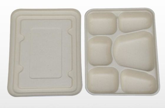 Trigo degradable Straw Disposable Lunch Box del vajilla del compartimiento del FDA 6