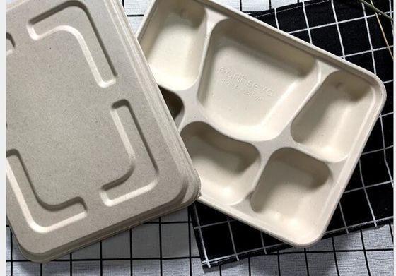 Trigo degradable Straw Disposable Lunch Box del vajilla del compartimiento del FDA 6
