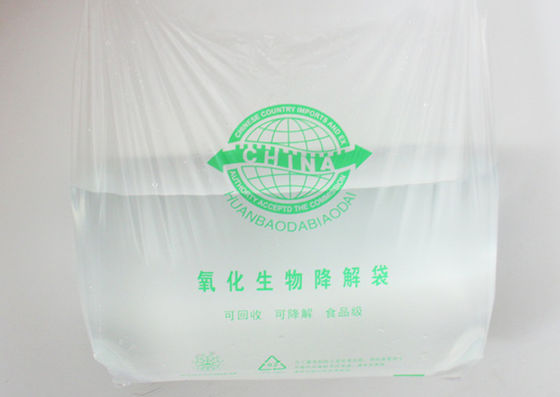 Bolso de compras plástico disponible biodegradable de la camiseta del artículo de EN13432 el 18x58cm