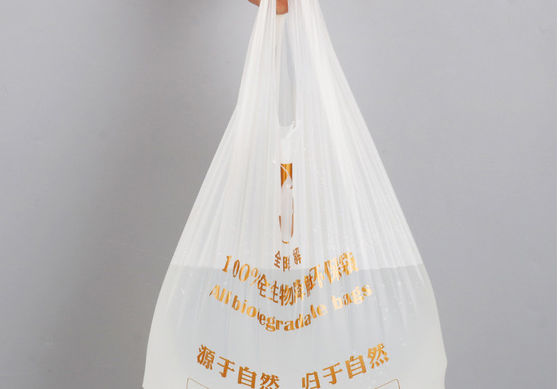 La bolsa de plástico degradable disponible del chaleco, bolso de impresión de la comida de las compras del 14x50cm