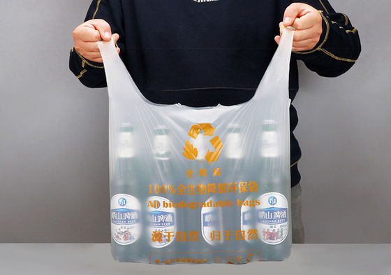 La bolsa de plástico degradable disponible del chaleco, bolso de impresión de la comida de las compras del 14x50cm