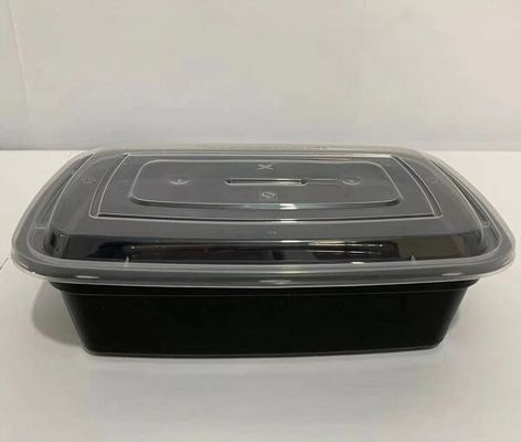 Envase de comida plástico disponible Microwavable negro de 1000ml PP