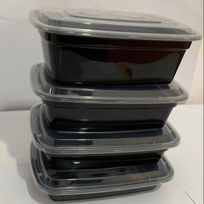 Envase de comida plástico disponible Microwavable negro de 1000ml PP