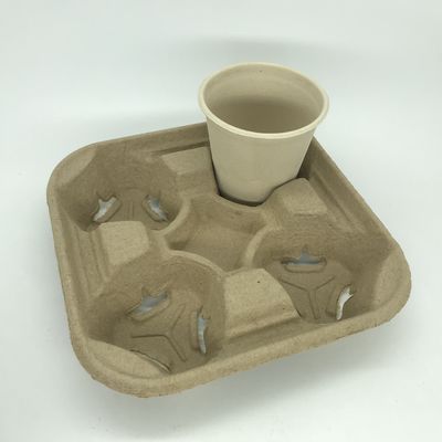 Los portadores de la taza de papel de Tray Biodegradable Pulp 2&amp;4 de la taza de café para se llevan el envío