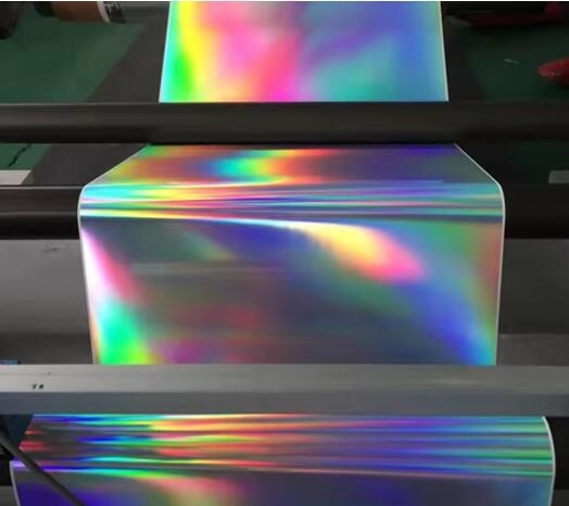 Caja de papel de papel holográfico arco iris metalizado / rollo para impresión UV y envoltura