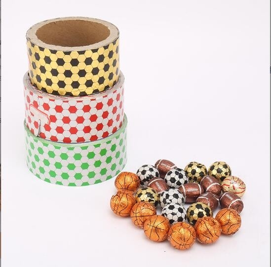 Folla de aluminio de oro y color impresa personalizada para paquetes de dulces o paquetes de chocolate en hoja / en rollo