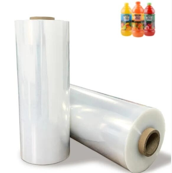 Rollo de película contraída de PVC para calentamiento Etiquetas envolver proteínas en polvo botellas de jugo de agua latas de vidrio bebida