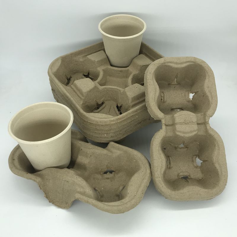 Los portadores de la taza de papel de Tray Biodegradable Pulp 2&amp;4 de la taza de café para se llevan el envío